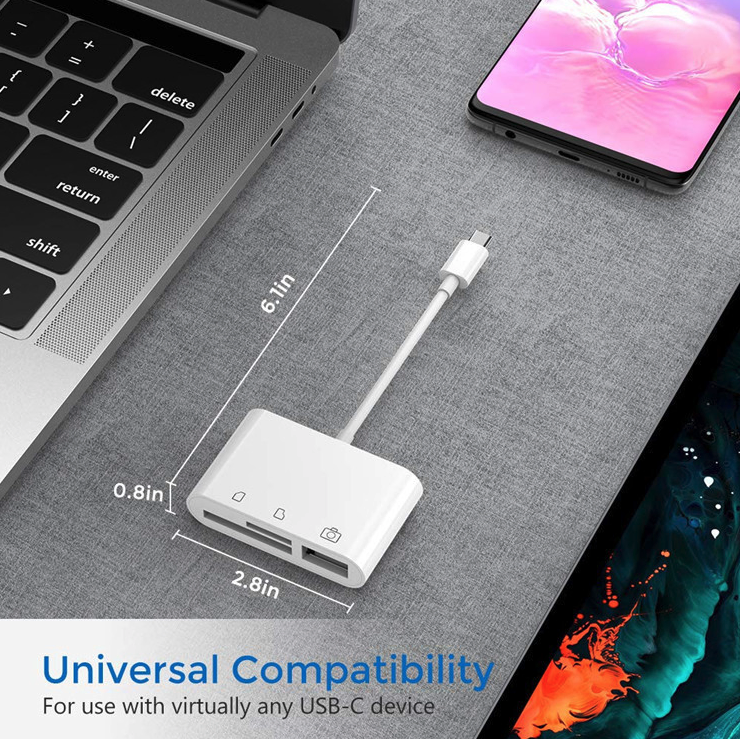 USB-C 3-in-1 Hub with USB 3.0 SD and MicroSD Card Reader