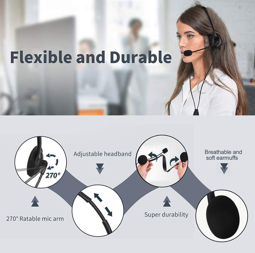 USB Computer Headset with Noise Reducing Microphone for Calls and Chat