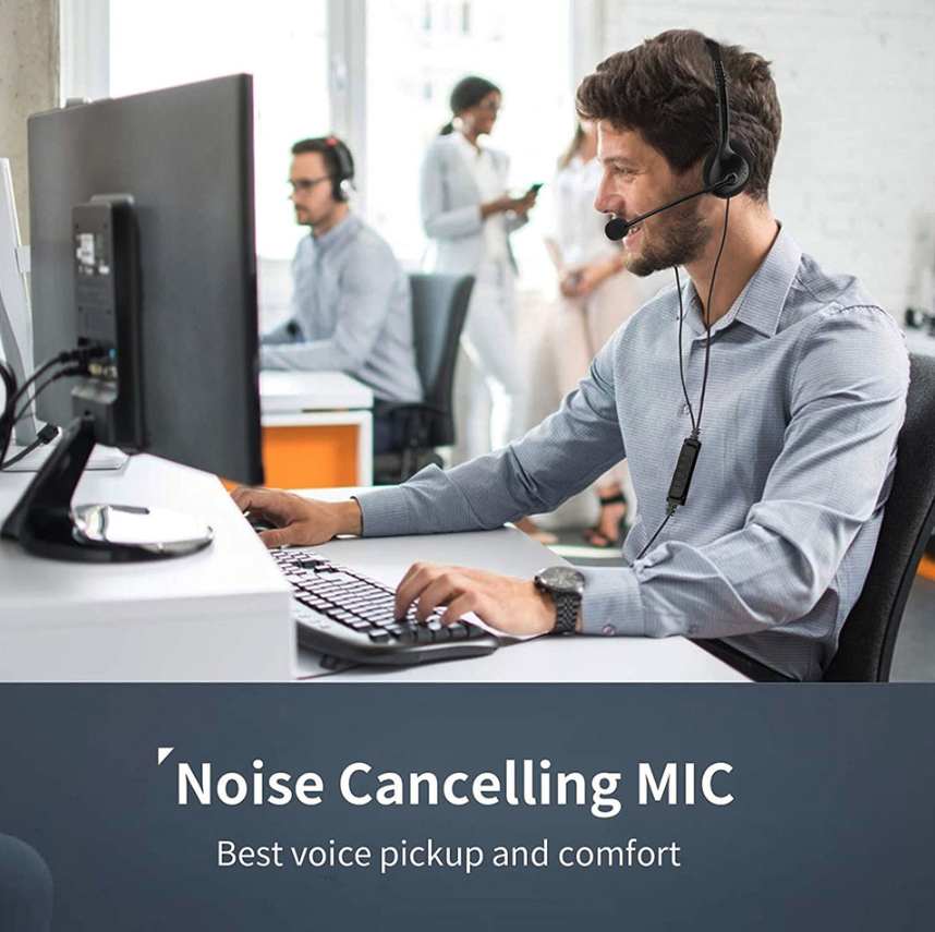 USB Computer Headset with Noise Reducing Microphone for Calls and Chat