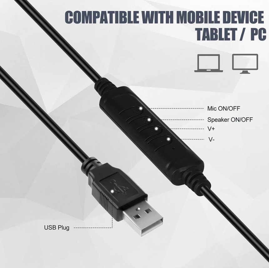 USB Computer Headset with Noise Reducing Microphone for Calls and Chat