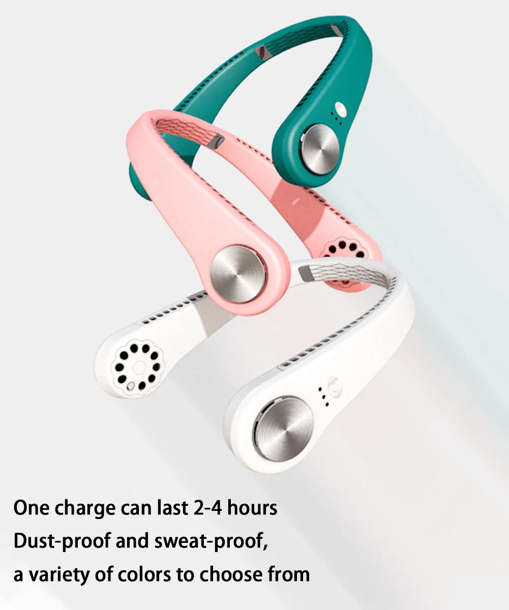 Portable USB C Rechargeable Bladeless Neck Fan with 2000mAh Battery