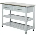 Utility Trolley Cart, Gray, with Stainless Steel Top, 2 Drawers, Rolling Kitchen Island - Image 11