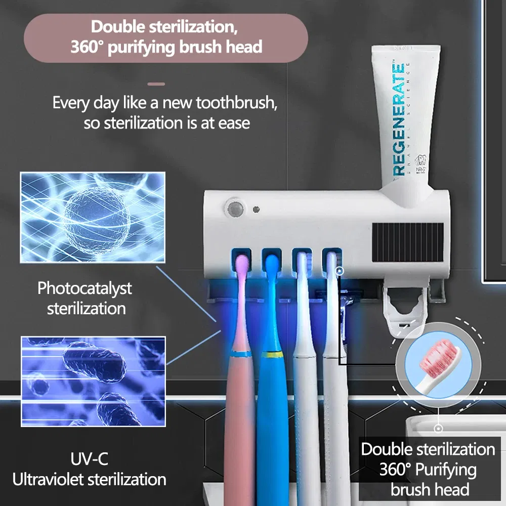 UV Toothbrush Holder with Automatic Toothpaste Dispenser