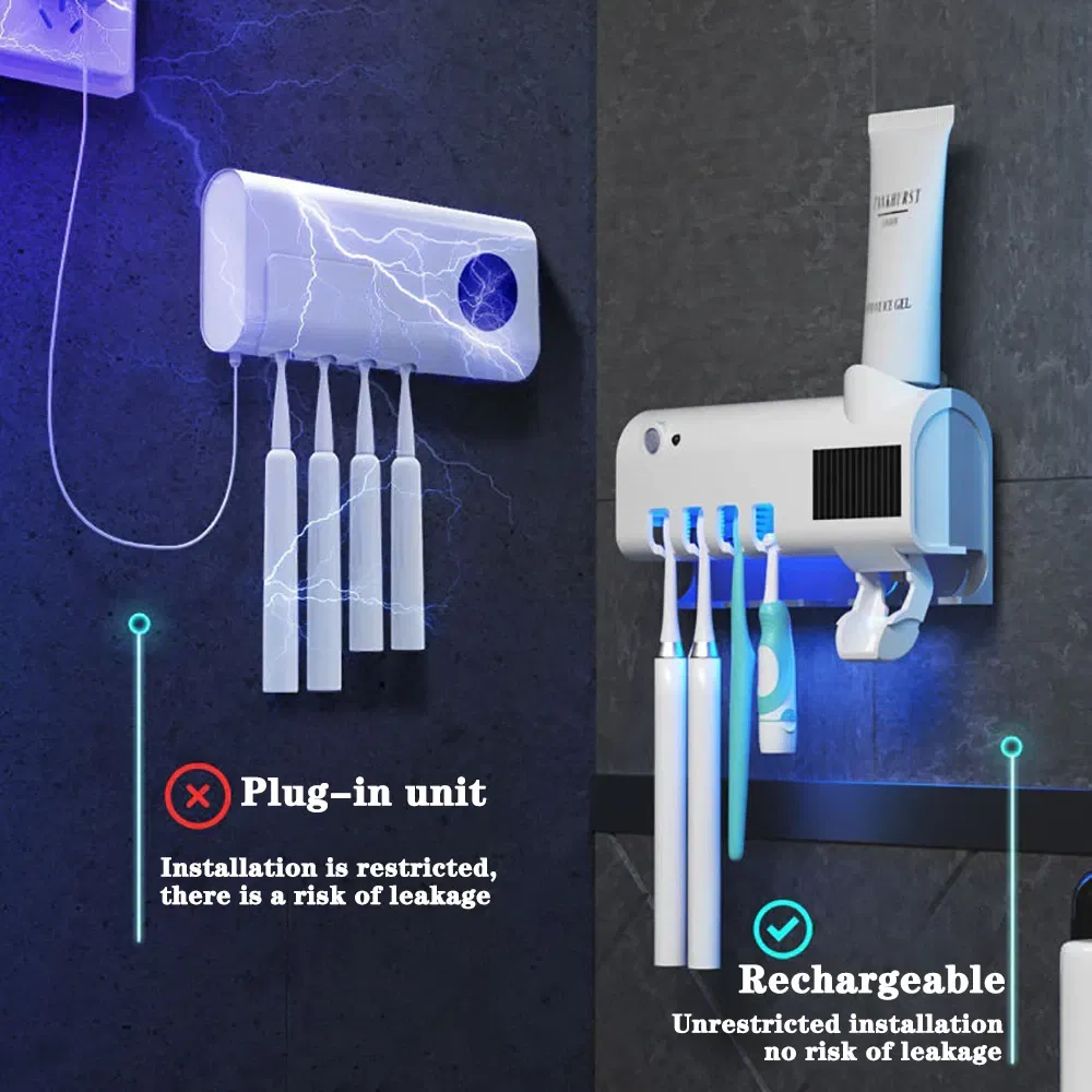UV Toothbrush Holder with Automatic Toothpaste Dispenser