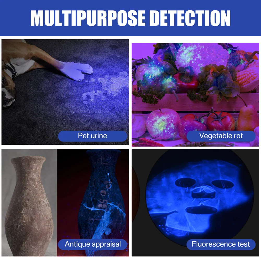 100 LED 395nm UV Blacklight Flashlight for Inspection
