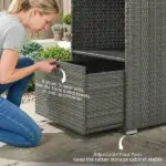 Valet Pool Towel Rack, Water-Resistant PE Plastic Rattan Wicker Storage Organizer, 2 Shelves, 1 Basket Drawer, Dark Gray - Image 5