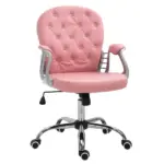 Vinsetto Vanity PU Leather Office Chair, Mid Back, Tufted Swivel Task Chair, Adjustable Height, Pink
