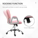 Vinsetto Vanity PU Leather Office Chair, Mid Back, Tufted Swivel Task Chair, Adjustable Height, Pink - Image 5