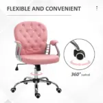 Vinsetto Vanity PU Leather Office Chair, Mid Back, Tufted Swivel Task Chair, Adjustable Height, Pink - Image 6