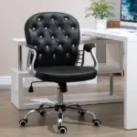 Vanity Tufted Backrest Adjustable Swivel Task Office Chair Rolling Wheels Black - Image 2