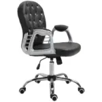 Vanity Tufted Backrest Adjustable Swivel Task Office Chair Rolling Wheels Black - Image 11