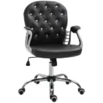 Vanity Tufted Backrest Adjustable Swivel Task Office Chair Rolling Wheels Black