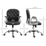Vanity Tufted Backrest Adjustable Swivel Task Office Chair Rolling Wheels Black - Image 3