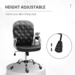 Vanity Tufted Backrest Adjustable Swivel Task Office Chair Rolling Wheels Black - Image 4