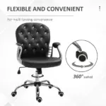 Vanity Tufted Backrest Adjustable Swivel Task Office Chair Rolling Wheels Black - Image 6