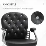 Vanity Tufted Backrest Adjustable Swivel Task Office Chair Rolling Wheels Black - Image 8
