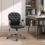 Vanity Tufted Backrest Adjustable Swivel Task Office Chair Rolling Wheels Black - Image 10