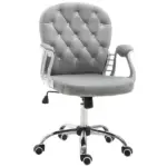 Vinsetto Velvet Office Chair, Button Tufted, Adjustable Swivel, Gray