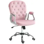 Velvet Office Chair Button Tufted Adjustable Swivel with Padded Armrests Pink - Image 11