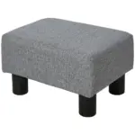 HOMCOM Versatile Accent: 16" Gray Linen Fabric Ottoman Cube Footrest and Pouf - Image 11