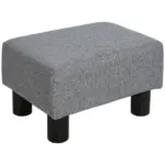HOMCOM Versatile Accent: 16" Gray Linen Fabric Ottoman Cube Footrest and Pouf