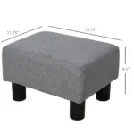 HOMCOM Versatile Accent: 16" Gray Linen Fabric Ottoman Cube Footrest and Pouf - Image 3