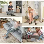 HOMCOM Versatile Accent: 16" Gray Linen Fabric Ottoman Cube Footrest and Pouf - Image 6