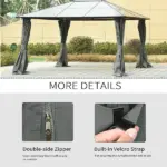 Versatile Gazebo Sidewall Set: 9.84 ft x 11.8 ft Grey 4 Panels with Hooks and Rings for Cabanas - Image 5