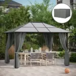 Versatile Gazebo Sidewall Set: 9.84 ft x 11.8 ft Grey 4 Panels with Hooks and Rings for Cabanas - Image 10