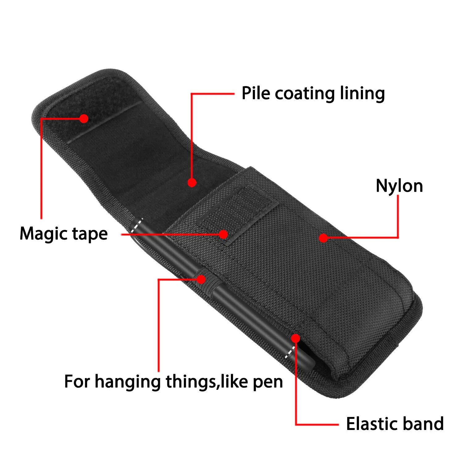 Vertical Nylon Cell Phone Holster with Belt Clip for 5.5-6.5 Inch Phones