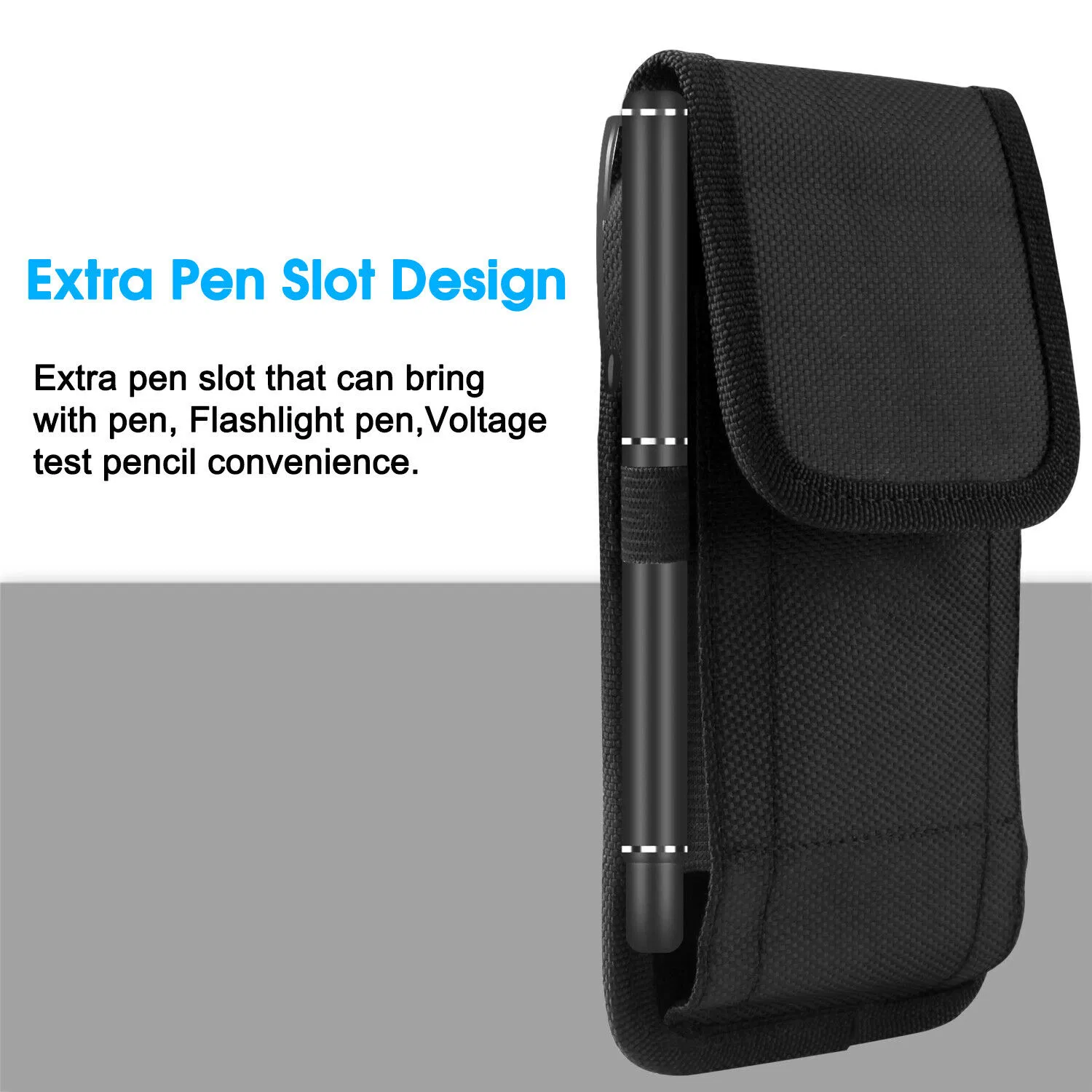 Vertical Nylon Cell Phone Holster with Belt Clip for 5.5-6.5 Inch Phones