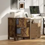 HOMCOM Vertical File Cabinet with 2 Drawers, Rustic Farmhouse Office Storage Cabinet for A4, Letter Size, Rustic Brown - Image 2