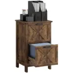 HOMCOM Vertical File Cabinet with 2 Drawers, Rustic Farmhouse Office Storage Cabinet for A4, Letter Size, Rustic Brown - Image 11