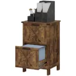 HOMCOM Vertical File Cabinet with 2 Drawers, Rustic Farmhouse Office Storage Cabinet for A4, Letter Size, Rustic Brown