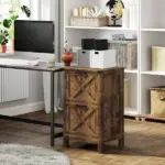 HOMCOM Vertical File Cabinet with 2 Drawers, Rustic Farmhouse Office Storage Cabinet for A4, Letter Size, Rustic Brown - Image 10