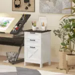 HOMCOM Vertical File Cabinet with 3 Drawers, Rustic Farmhouse Office Storage Cabinet for A4, Letter Size, Distressed White - Image 9