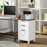 HOMCOM Vertical File Cabinet with 3 Drawers, Rustic Farmhouse Office Storage Cabinet for A4, Letter Size, Distressed White - Image 10