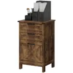HOMCOM Vertical File Cabinet with 3 Drawers, Rustic Farmhouse Office Storage Cabinet for A4, Letter Size, Rustic Brown