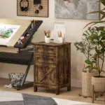 HOMCOM Vertical File Cabinet with 3 Drawers, Rustic Farmhouse Office Storage Cabinet for A4, Letter Size, Rustic Brown - Image 9