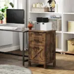 HOMCOM Vertical File Cabinet with 3 Drawers, Rustic Farmhouse Office Storage Cabinet for A4, Letter Size, Rustic Brown - Image 10