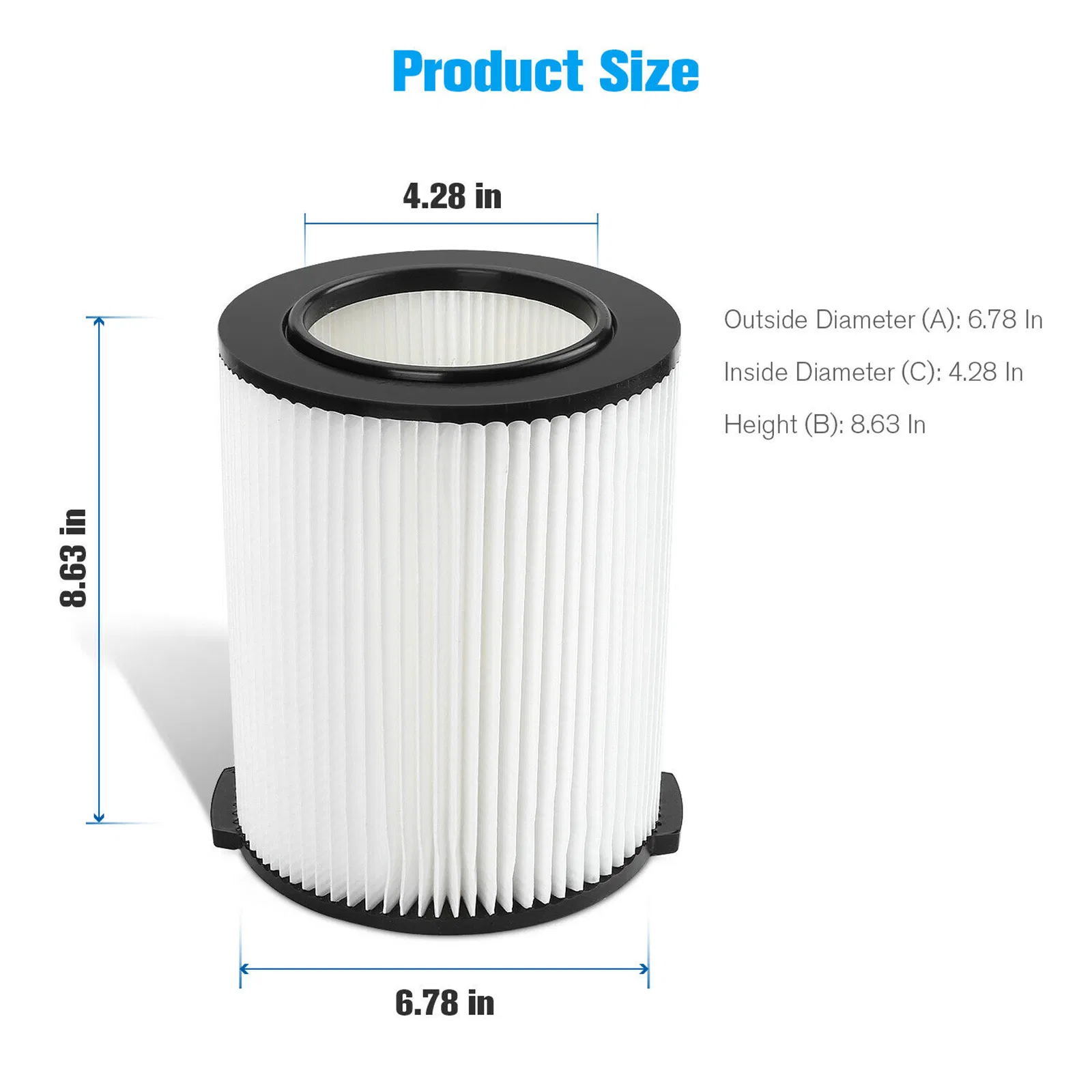 VF4000 Washable Pleated Filter Compatible with RIDGID Wet Dry Vacuums