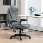 Vinsetto Vibrating Massage Office Chair with Heat, 6 Point, Linen High Back, Reclining, Gray - Image 2