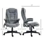 Vinsetto Vibrating Massage Office Chair with Heat, 6 Point, Linen High Back, Reclining, Gray - Image 3