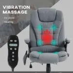 Vinsetto Vibrating Massage Office Chair with Heat, 6 Point, Linen High Back, Reclining, Gray - Image 4