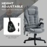 Vinsetto Vibrating Massage Office Chair with Heat, 6 Point, Linen High Back, Reclining, Gray - Image 5