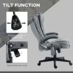 Vinsetto Vibrating Massage Office Chair with Heat, 6 Point, Linen High Back, Reclining, Gray - Image 7