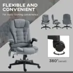 Vinsetto Vibrating Massage Office Chair with Heat, 6 Point, Linen High Back, Reclining, Gray - Image 8