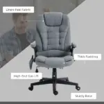 Vinsetto Vibrating Massage Office Chair with Heat, 6 Point, Linen High Back, Reclining, Gray - Image 9