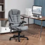 Vinsetto Vibrating Massage Office Chair with Heat, 6 Point, Linen High Back, Reclining, Gray - Image 10