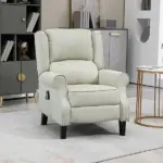 Wingback Recliner Chair with Heat and Vibration Massage, Beige - Image 2